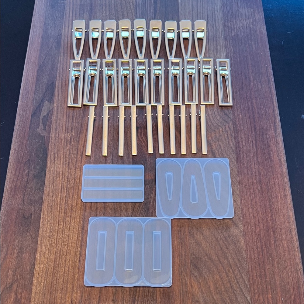 Gold colored Hair Clips Set resin moulds for craft